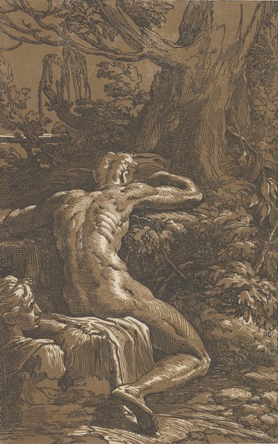 Homme assis vu de dos Narcisse, vers 1527-30 - Antonio da Trento