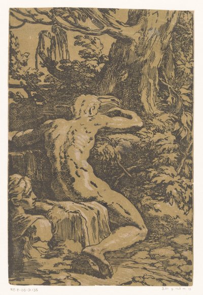 Homme nu dans un paysage - Antonio da Trento