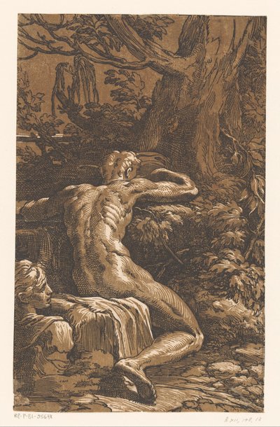 Homme nu dans un paysage - Antonio da Trento