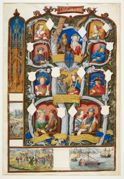 Arbre généalogique montrant la descendance de Don Henri du Portugal de Étienne, roi de Hongrie, de 