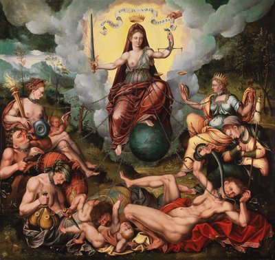 Justitia vainc les sept péchés capitaux, vers 1600 - Antoon Claeissens
