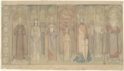 Projet pour la Deuxième Tapisserie de Bois-le-Duc : sept saints debout - Antoon Derkinderen