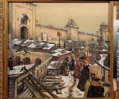 Moscou au 17e siècle, bouquinistes sur le pont du Christ Sauveur - Apollinari Mikhailovich Vasnetsov