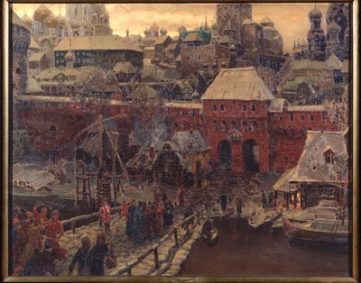 Moscou au 17e siècle, le pont Moskvoretsky et la porte de l
