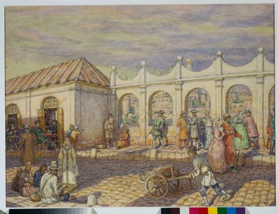 Scène de rue sur le pont de pierre de Moscou à l