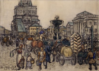 La Fontaine sur la place Sukharevskaya au XIXe siècle, 1921 - Apollinari Mikhailovich Vasnetsov