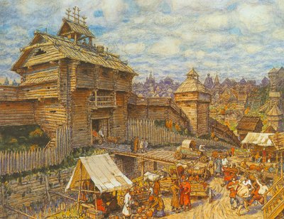 Ville en bois de Moscou au XIVe siècle - Apollinari Mikhailovich Vasnetsov