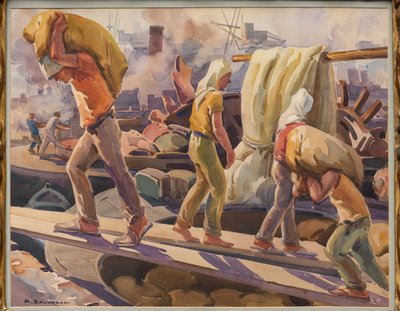 Travailleurs au port de Gênes - Arcangelo Salvarani