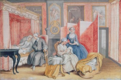 Joseph II (1741-90) au chevet de sa femme Isabelle de Parme après la naissance de leur fille Maria Theresa (1762-1770), 1762 - Archduchess of Austria Maria Christine