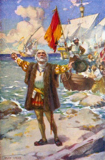 Le Débarquement de Colomb - Archibald Bertram (after) Webb