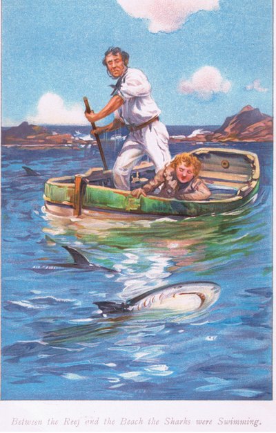 Entre le récif et la plage, les requins nageaient, années 1900 - Archibald Webb