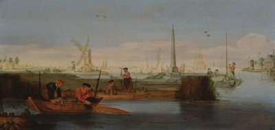 Scène de rivière avec pêcheurs - Arentsz van der Cabel