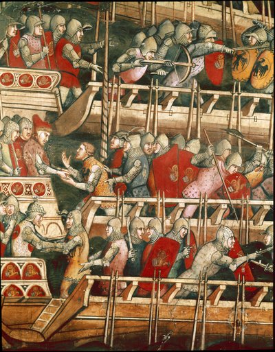Bataille navale à Punta Salvore dans le golfe de Trieste (détail) - Aretino Luca Spinello or Spinelli