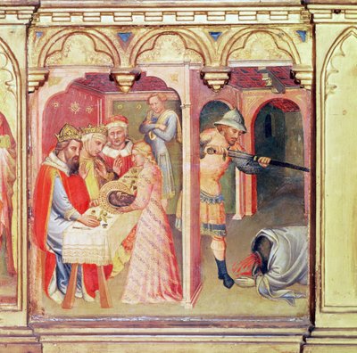 Le martyre de Saint Jean-Baptiste, panneau de prédelle de Saint Nemesius et Saint Jean-Baptiste - Aretino Luca Spinello or Spinelli