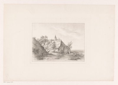 Bord de village avec une femme blanchissant le linge - Arie Ketting de Koningh (attributed to)