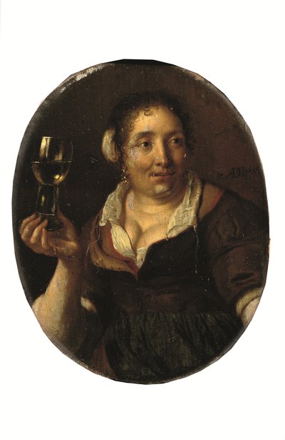 Paysanne tenant un verre de vin - Arie de Vois