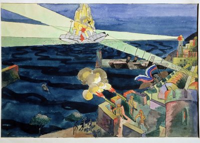 Une bataille navale - Aristarkh Vasilievic Lentulov