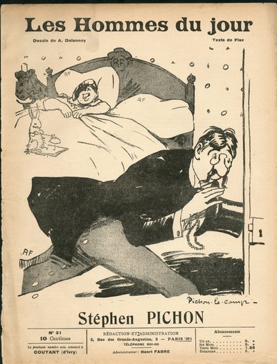 Couverture de "Les Hommes du jour", vers 1905 - Illustration par Aristide Delannoy (1874-1911) : Chambre - Marianne, Pichon Stephen (1857-1933) - Aristide Delannoy
