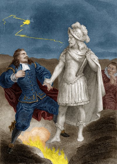 Pièce Don Juan de Molière : Don Juan avec la statue du Commandeur, 1870 - Aristide Delannoy