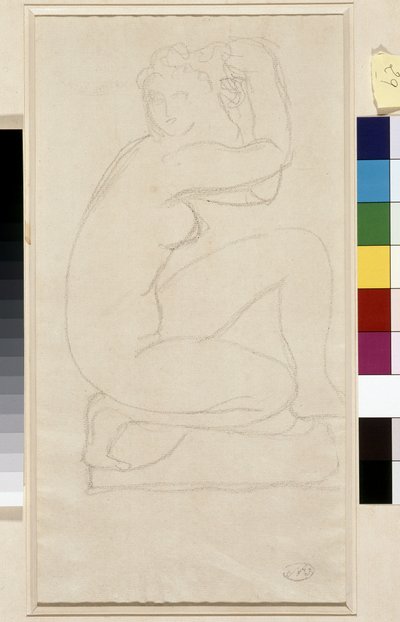 Cheveux nus. Dessin par Aristide Maillol (1861-1944). Plomb sur papier. Dim : 34x18,5cm. Musée Cantini, Marseille - Aristide Maillol
