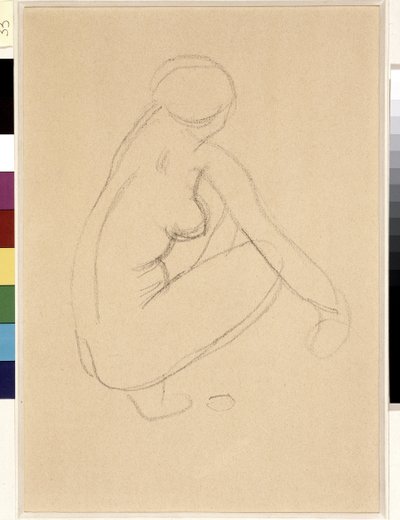 Nu accroupi. Dessin d