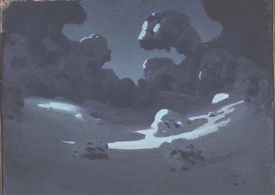 La lune éclaire une clairière dans la forêt - Arkip Ivanovic Kuindzi