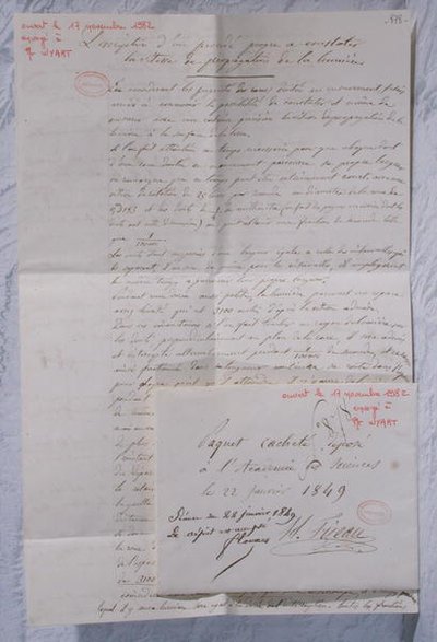 Lettre décrivant les expériences de Fizeau pour déterminer la vitesse de la lumière - Armand Hippolyte Louis Fizeau