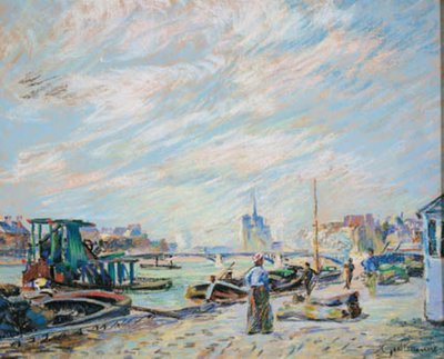 Vue sur le Quai Sully, maintenant appelé Quai Henri IV, avec Notre Dame en arrière-plan - Armand Guillaumin