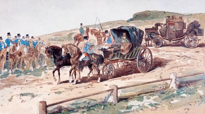 Un postillon monté sur un cheval de carrosse, 19e siècle, 1886 - Armand Jean Heins