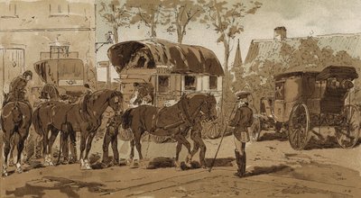 Voiture postale, voiture du service de courrier royal néerlandais et carrosse, Pays-Bas, XIXe siècle - Armand Jean Heins