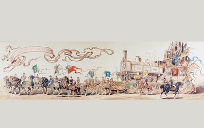 Image célébrant les 50 ans du système ferroviaire belge de 1835 à 1885, 1886 - Armand Jean Heins