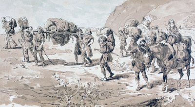 Porteurs transportant des marchandises dans des paniers sur leur dos - Armand Jean Heins