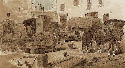 Carrosse Royal de la Poste Néerlandaise, cabriolet, chariot à vin et chariot à charbon, 19ème siècle - Armand Jean Heins