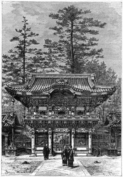 Portique du temple des Quatre Dragons Nikko Toshogu, Nikko, Japon, 1895 - Armand Kohl