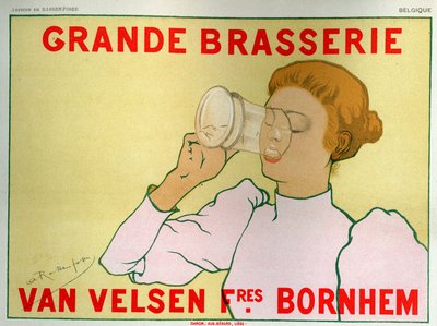 Nourriture et Boisson. Grande Brasserie Van Velsen, Belgique. Affiche par Armand Rassenfosse, Belgique, vers 1890 - Armand Rassenfosse