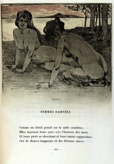Illustration par Armand Rassenfosse (1862-1934) pour le poème "Femmes damnées" dans "Les fleurs du mal" de Charles Baudelaire (1821-1867) 1899 - Armand Rassenfosse