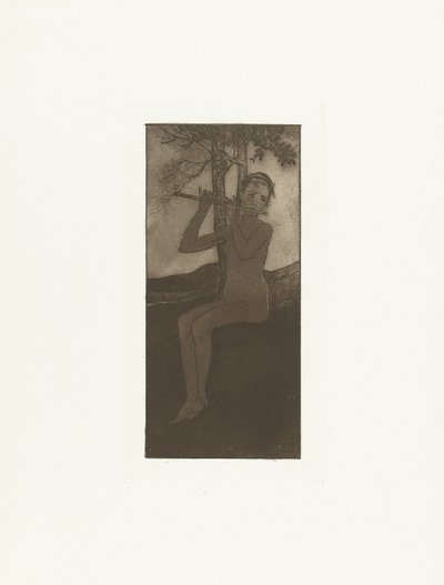 Jeune femme nue jouant de la flûte dans un paysage - Armand Rassenfosse