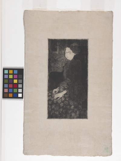 Femme Assise Avec Chapeau À Plumes - Armand Séguin