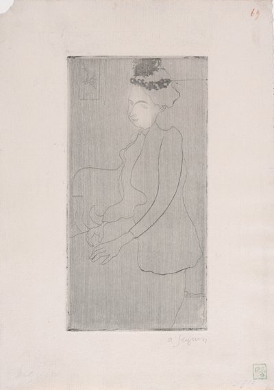 Femme assise avec chapeau à plumes vers 1893 - Armand Séguin