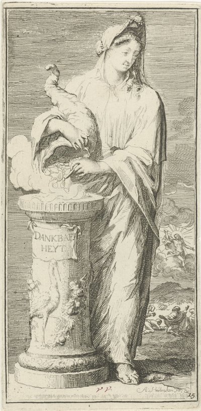 Gratitude personnifiée, Dankbaerheyt, Quarante et une pièces, divers symboles (titre de la série) - Arnold Houbraken