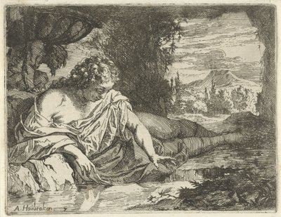 Narcisse (Toneel van sinnebeelden geopent tot dienst van schilders beelthouders etc.) - Arnold Houbraken