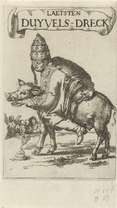 Pape sur un cochon - Arnold Houbraken