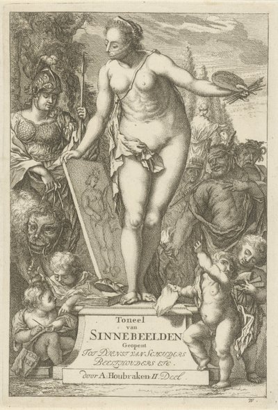 Personnification de la peinture sur un socle (Toneel van sinnebeelden, tweede deel) - Arnold Houbraken