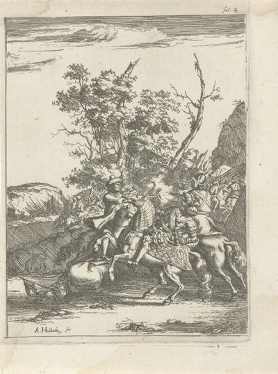 Combat de cavaliers - Arnold Houbraken