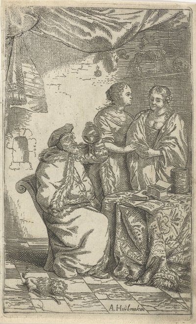 Deux femmes chez un devin - Arnold Houbraken