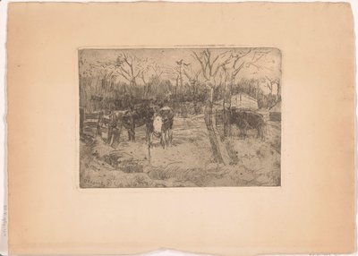 Prairie avec arbres et vaches - Arnold Koning