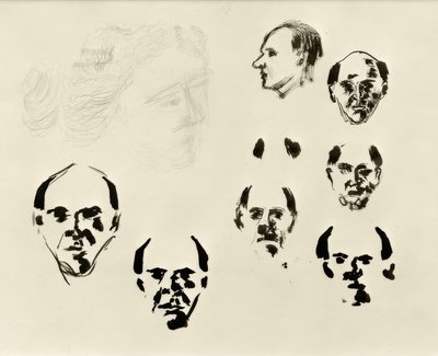 Autoportraits (7 têtes de face et de profil et esquisse) - Arnold Schönberg