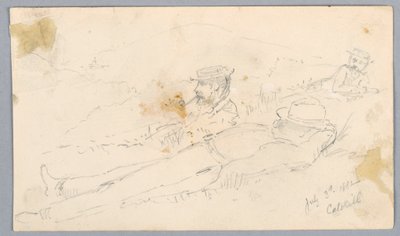 Hommes se reposant sur une colline des Catskill - Arnold William Brunner
