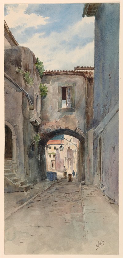 Rue étroite avec maisons - Arnold William Brunner