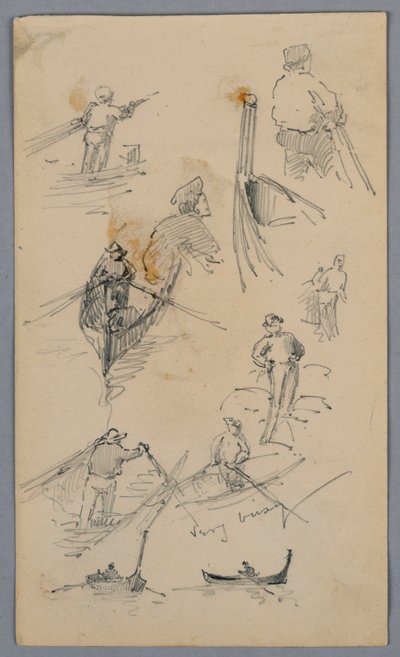 Croquis de figures sur des bateaux - Arnold William Brunner